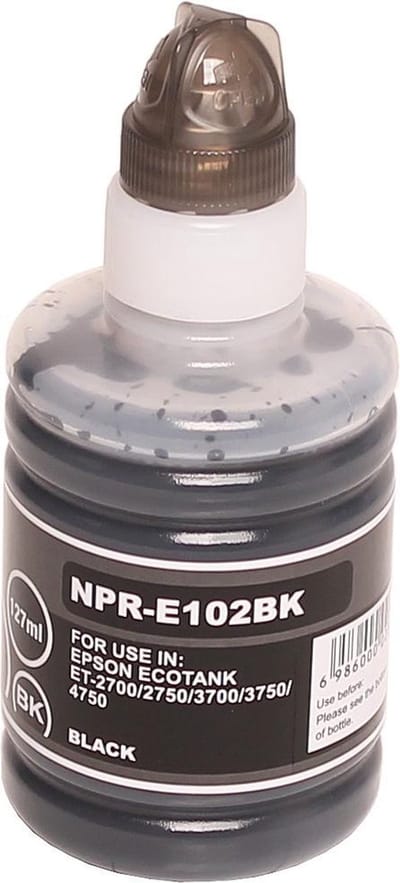 ABC huismerk navulflesje voor Epson 102 zwart geschikt voor EcoTank ET2700 ET2750 ET2751 ET2756 ET3700 ET3750 ET4750