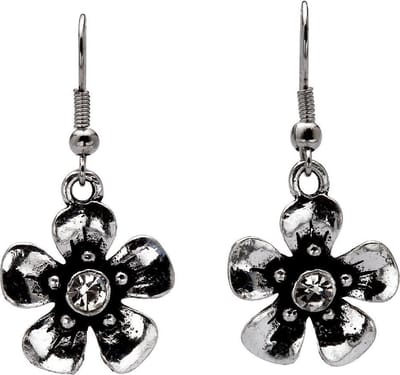 Behave - Oorhangers met bloem en steentje - Retro romantische stijl