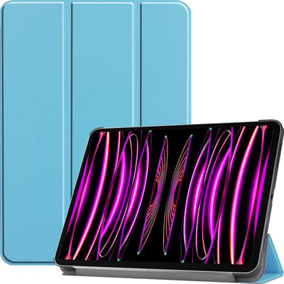 Hoesje - Geschikt voor Apple iPad Pro (2022) - 11 inch - 4e generatie - Dun & Stevig - Hardcover Book Case - Trifold Bookcase Hoes - Hard Cover - Tablethoes - Lichtblauw