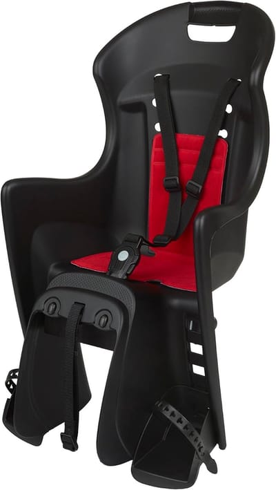Kinderzitje Fiets - Achterzitje Kind - Veilig Vervoer - Verstelbare Voetsteunen - 9-22 kg - Zwart Rood