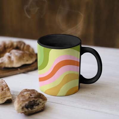 Magische Mok - Foto op Warmte Mokken - Koffiemok - Lijnen - Pasteltinten - Golvend - Magic Mok - Beker - 350 ML - Theemok