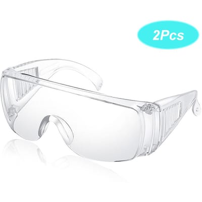 2 Paires de Lunettes Transparentes Anti-Poussière Anti-Sable Lunettes de Protection pour le Travail pour Bloquer la Salive white