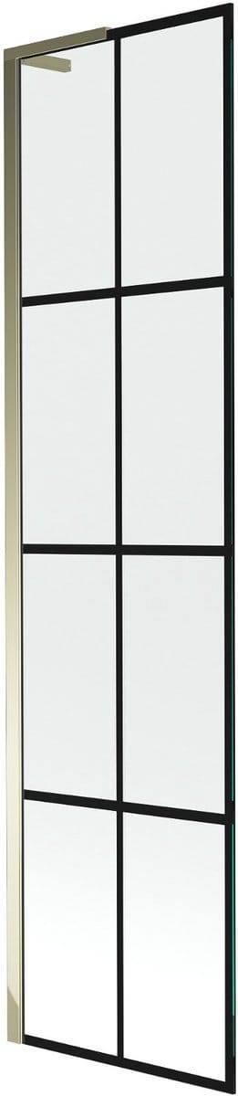 Mexen Next L badwand met 1 vleugel 50 x 150 , zwart raster, goud - 895-050-000-03-77-50