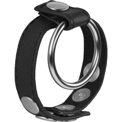 Rimba - Lederen Penis Strap Met Metalen Cockring - Verstelbaar met Drukknopen 35 mm