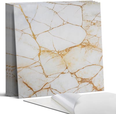 Coloray Wandpanelen Zelfklevend - Elegant marmerpatroon Zelfklevende Wandpanelen - 50 cm x 50 cm - Wit Wandpaneel PVC - 5 stuks - Texturen Wandpanelen Zelfklevend - Wandpanelen Keuken - Wandpaneel Badkamer
