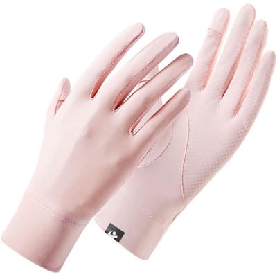 Loogdeel Upf50+ Zonnebrand Ademend Moderne Stijl Rijden Hardlopen Handschoenen Koud IJszijde Fiets Dun Siliconen Anti-UV Handschoenen Dames Heren roze