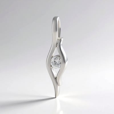 Cavill - Elegante 925 Sterling Zilveren Hanger - Platina Verguld - Cambodjaanse Ronde Zirkoon 0,335 ct - Filigrain Design 26x6 mm