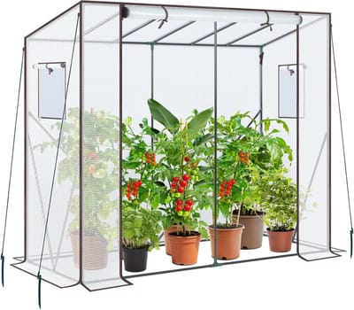Draagbare Tuinkas voor Buiten: Stevige Groentetunnel met Oprolbare Ritsdeur en PE Dekzeil, Ideaal voor Winterplanten in de Achtertuin, Afmetingen 200x77x170cm