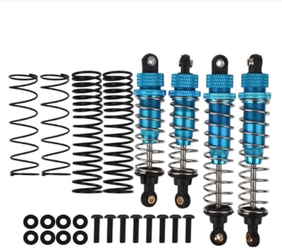 Aluminium Achtervering Schokdempers 4-Pack voor 1/10 RC Auto's - Upgrade Onderdelen voor Tamiya DT-02, DF-02, DT-03 en TT-02B (Blauw)