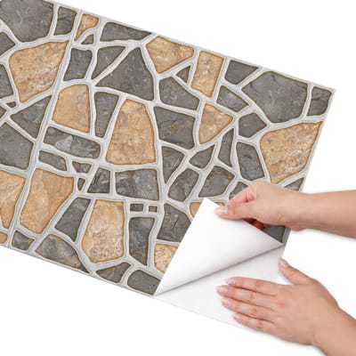 Coloray Meubel Wrap Folie - Bruin Meubelfolie - 50x100 cm - Meubel Wrap Folie Steenpatroon - Plakfolie Meubels - Rustiek Meubelfolie - Decoratiefolie Zelfklevend - Slaapkamer decoratie - Texturen