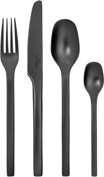 Villeroy & Boch Bestekset Manufacture Rock - Zwart - 16-delig