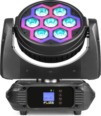 Moving head - BeamZ FUZE712 - met 7x 12W LED's en SMD LED neon effect - DMX