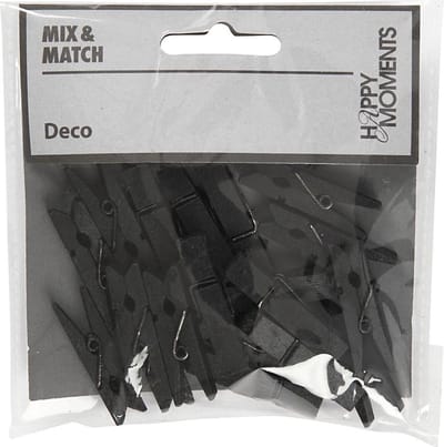 Mini wasknijper, afm 35x7 mm, dikte 9 mm, zwart, 20 stuk/ 1 doos