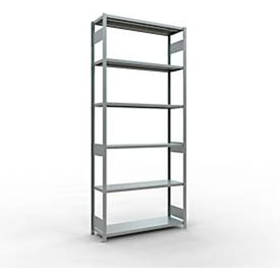 Schulte MULTIplus250 rekken zonder gereedschap, basisrek, 7 legborden, tot 250 kg per legbord, montage zonder gereedschap B 1300 x D 400 x H 3000, zilvergrijs