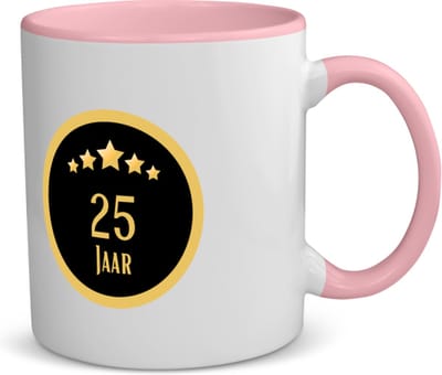 Akyol - 25 jaar koffiemok - theemok roze - Hoera 25 jaar - iemand die 25 jaar is geworden of 25 jaar lang een relatie hebben of getrouwd zijn - verjaardagscadeau - verjaardag - cadeau - kado - geschenk - relatie - trouwdag - jubileum - 350 ML inhoud
