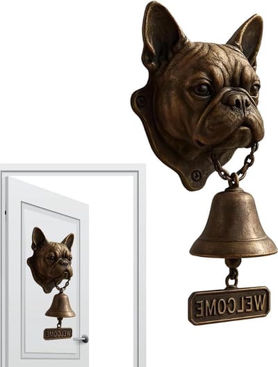 Diner Bell Buiten - Hondenhoofd Bel - Entree Aankondiging - Vintage Boerderij Stijl - 20 cm - Bruin