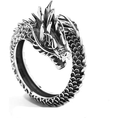 Nieuw Retro Dominerende Draak Koperen Sieraden Persoonlijkheid Dierenriem Creatief Populair Openingsringen R239 gray