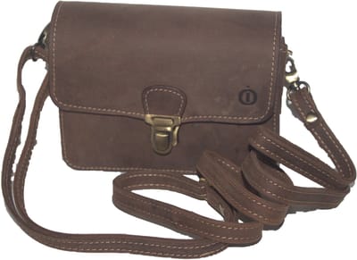Oi Hunter bruin leren damestasje met slotje small / kleine schoudertas voor vrouwen / festivaltasje compact / Hunter bruin leer / 520H