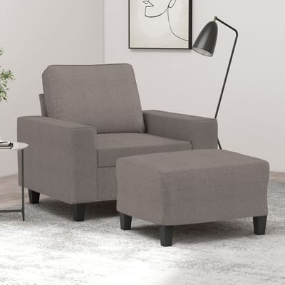 vidaXL - Fauteuil - met - voetenbank - 60 - cm - stof - taupe