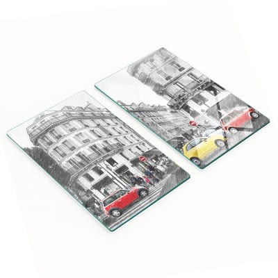 Multifunctionele decoratieve glazen panelen Parijse straatschets 2x30x52 cm