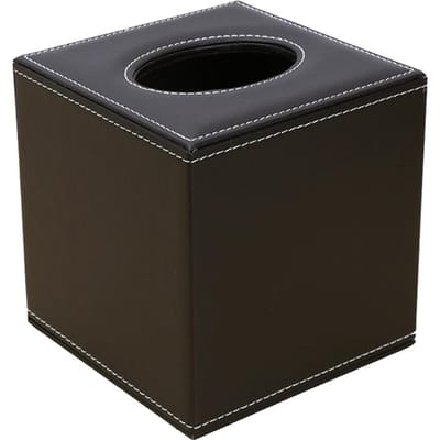Vierkante Aanrecht Tissue Box Houder Papieren Servetten Doos Cover PU Leer gray