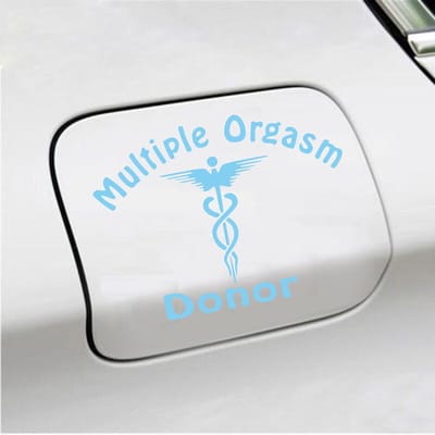 Bumpersticker - Multiple Orgasm Donor - 11,1 X 14,8 - Licht Blauw