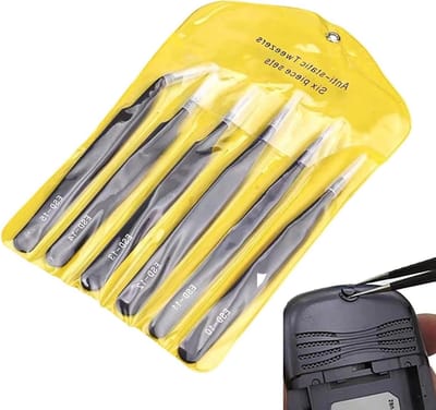 Precisie Tangenset - Pincetten Kit - Elektronica Reparatie - Roestvrij Staal - 6 Stuks - Zilver