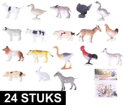 Pia Boerderij diertjes/dieren - 24x stuks - 2-6 cm