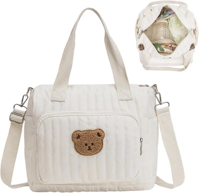 Luiertas Schoudertas - Draagtas Baby - Baby Benodigdheden - Verstelbare Riem - 25 x 28 x 8 cm - Berenpatroon
