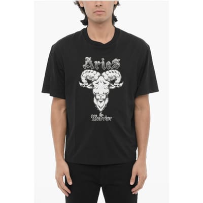Slim Fit ROCK BAND ZODIAC RAM T-shirt in zwart