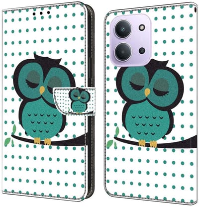 Hoesje Geschikt voor Xiaomi Redmi 15C | Portemonnee Book Case | Beschermhoes | Magneet Sluiting | Uil Print