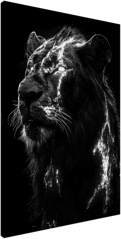 Canvas Schilderij - Lion portrait 100x150 cm - Dieren Wanddecoratie Woonkamer & Slaapkamer