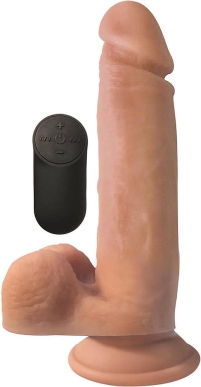 Curve Toys - Vibrating Remote Control Silicone Dildo with Balls - 8 / 20,5 cm