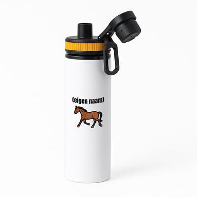 Hacebo® - rennend paard met eigen naam waterfles met draaidop oranje - Paarden - dieren liefhebber - iemand die houdt van paarden - verjaardag - cadeau - kado - geschenk - water fles - 850ML