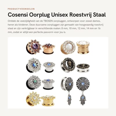 Dailygoods- Roestvrij Staal Oorpluggen - 14 Stuks - Hoogwaardig Materiaal - Comfortabel Design - Geschenkdoos - Meerdere Maten