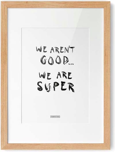 Fabrikten Tekstposter We're Super - Zwart/Wit - A4