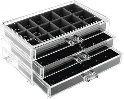 Sieradendoos voor meisjes met 3 laden - Fluwelen organizer voor ringen, armbanden, kettingen en oorbellen