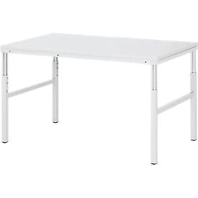 Rau ESD-onderbouwtafel E-serie, handmatig in hoogte verstelbaar, 28 mm spaanplaat met melamine coating, tot 450 kg, B 1200 x D 900 x H 650-1000 mm, lichtgrijs