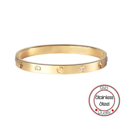Soraro Exclusieve Zirkonia Armband | Dames en Heren | Goudkleurig | RVS | 18 CM | Armband Vrouwen | Dames en Heren Armband