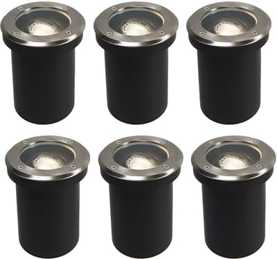 QAZQA delux - Moderne Grondspot - 1 lichts - Ø 13 cm - Staal - Buitenverlichting
