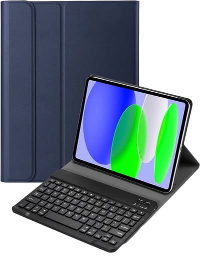 Hoes Geschikt voor Apple iPad A16/A18 (2025/2026) - 11 inch (11e & 12e generatie) - Toetsenbord Case - Keyboard Book Cover - Hoesje - Donkerblauw