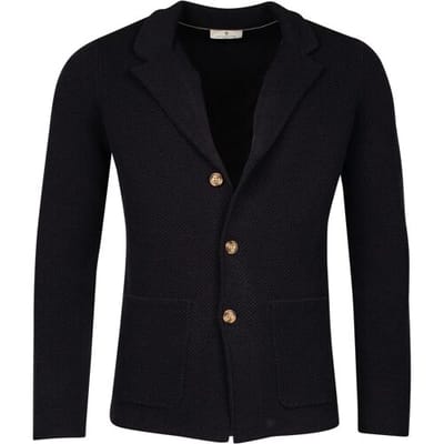Thomas Maine Vest Cardigan Blazer Double Knit Structure On Face Navy / male