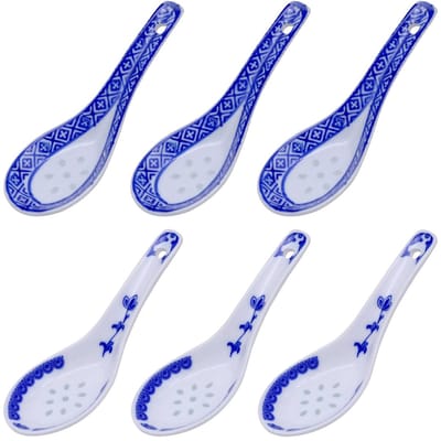 Dailygoods- Eetlepels Set van 6 - Keramische Soeplepels - Porselein - Uniek Design - Geschikt voor Dranken - Elegant en Duurzaam
