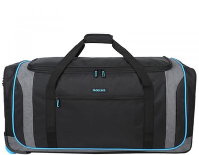 Decent FLEXPLUS Reistas met Wielen 75 cm - Handvat Uittrekbaar - Weekendtas / Sporttas - Ruime en lichte reistas 92 liter inhoud - Zwart/blauw