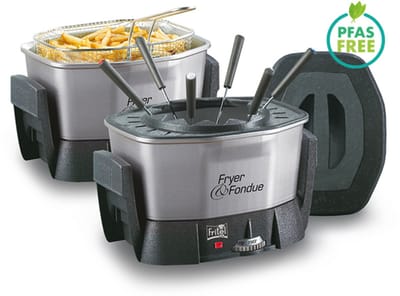 FRITEL Friteuse - Fondue FF 1400 - Fonduepot & Frituurpan - 1,5 liter - 1400W - Antistofdeksel - 2 tot 6 Personen - PFAS-vrij + GRATIS fonduering & vorkjes