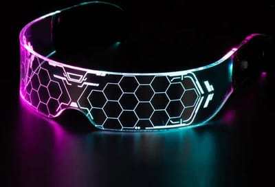 LOUD AND CLEAR® - LED Bril - Lichtgevende Bril - Festival Bril - Feestbril - Draadloos - Oplaadbaar - Transparant - Neon