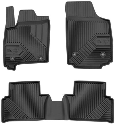 Frogum No.77 Luxe Rubberen Automatten Set - Geschikt voor OPEL MERIVA A (2003-2010) - 3-delig (Achtermat uit één stuk) - Perfecte Pasvorm - Geurloos TPE - 4 cm Hoge Rand - Zwart