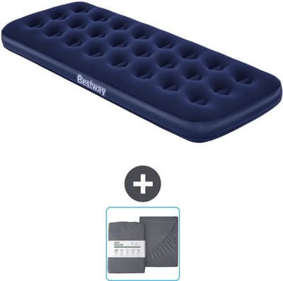 Bestway luchtbed - 1-Persoons - 76 x 185 x 22 cm - Blauw - Inclusief en Hoeslaken