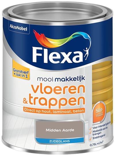 Flexa - Mooi Makkelijk Vloeren & Trappen Zijdeglans - Midden Aarde - Mengverf - 750 Ml