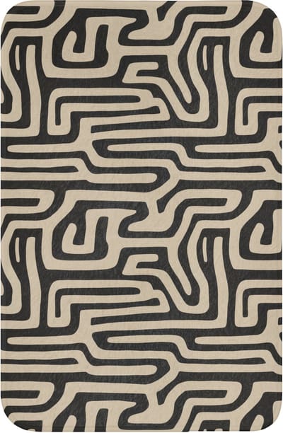 WC mat 40x60 cm - Antislip - Grafisch - Lijnen - Zwart - Toiletmat - Vloermat - Douchemat - Toilet tapijt - Toiletmatten